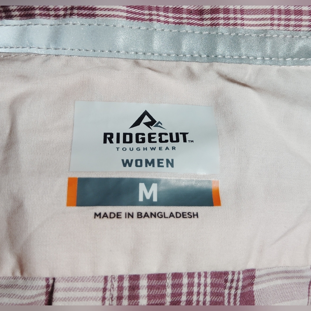 Burgundy Ridgecut Toughwear Flannel Shirt Sz-M - Picture 5 of 6